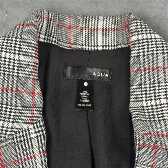 Women's Aqua Grey Red White Plaid Blazer Business Casual Jacket - Small - Picture 3 of 8